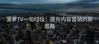 菠萝TV一句归位：提升内容营销的新思路