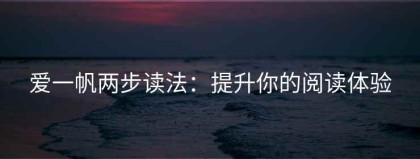 爱一帆两步读法：提升你的阅读体验