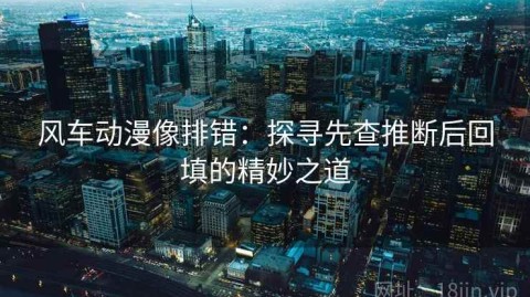 风车动漫像排错：探寻先查推断后回填的精妙之道
