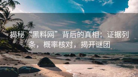揭秘“黑料网”背后的真相：证据列条，概率核对，揭开谜团