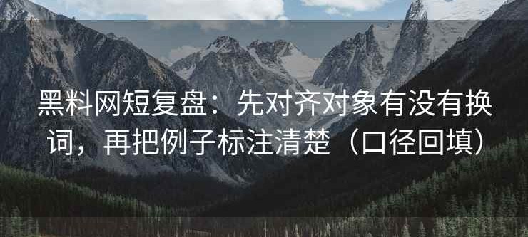 黑料网短复盘：先对齐对象有没有换词，再把例子标注清楚（口径回填）