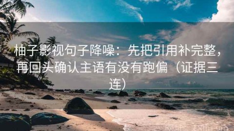 柚子影视句子降噪：先把引用补完整，再回头确认主语有没有跑偏（证据三连）