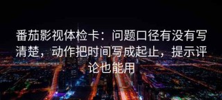 番茄影视体检卡：问题口径有没有写清楚，动作把时间写成起止，提示评论也能用
