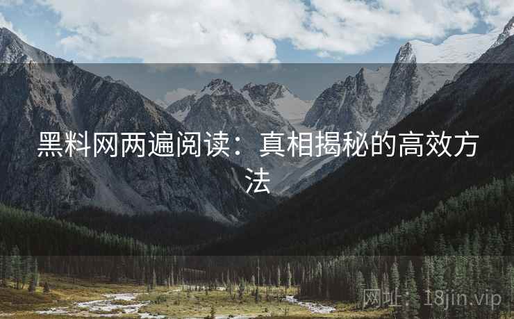 黑料网两遍阅读：真相揭秘的高效方法