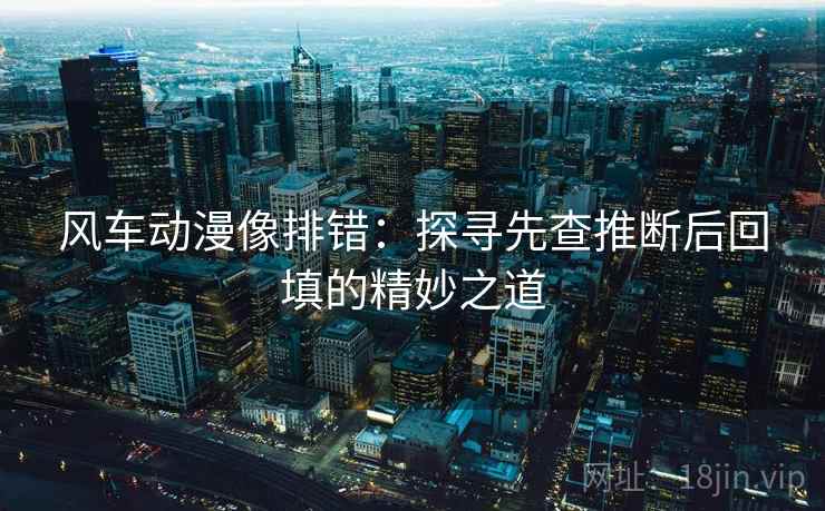 风车动漫像排错：探寻先查推断后回填的精妙之道